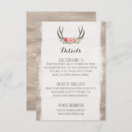 Floral Antlers Rustic Wedding Details / Directies Informatiekaartje