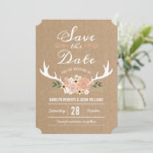 Floral Antlers sparen de Datum Save The Date (Staand voorkant)