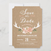 Floral Antlers sparen de Datum Save The Date (Voorkant)