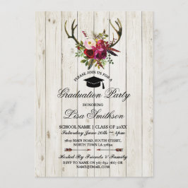 Floral Antlers Stag nodigite Kaart
