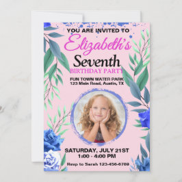 Floral Any Age Birthday Kaart