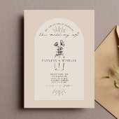 Floral Apothecary Line Art Tan Wedding Kaart