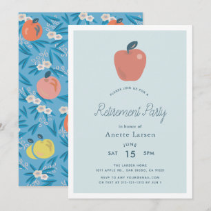 Floral Apple Blue Teacher Retirement Kaart