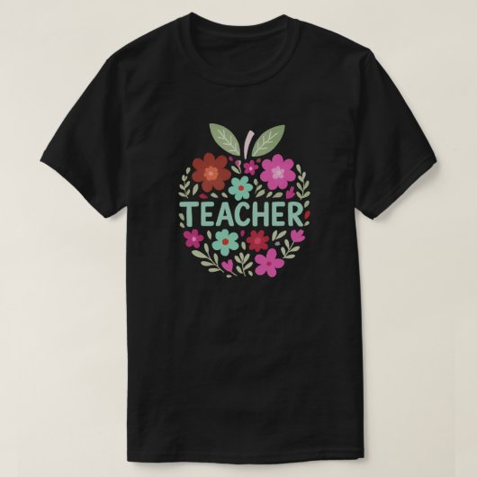 Floral Apple Teacher Design T-shirt (Design voorkant)