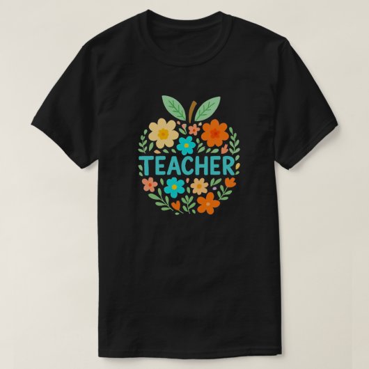 Floral Apple Teacher Design T-shirt (Design voorkant)