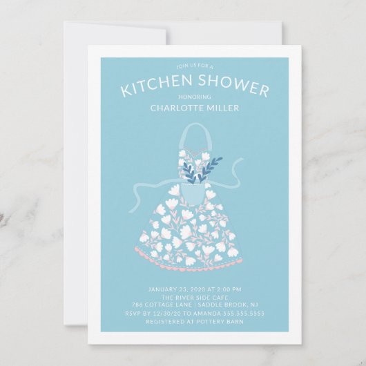Floral Apron Bridal Kitchen Shower Kaart (Voorkant)
