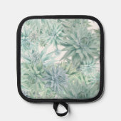 Floral Apron – Soft Blues & Greens on White  Pannenlap (Voorkant)