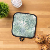 Floral Apron – Soft Blues & Greens on White  Pannenlap (Top down)