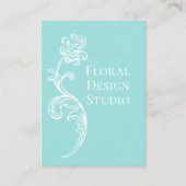 Floral Aqua en wit Visitekaartje (Voorkant)