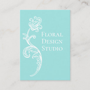  Floral Aqua en wit Visitekaartje