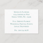 Floral Aqua en wit Visitekaartje (Achterkant)