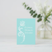 Floral Aqua en wit Visitekaartje (Staand voorkant)