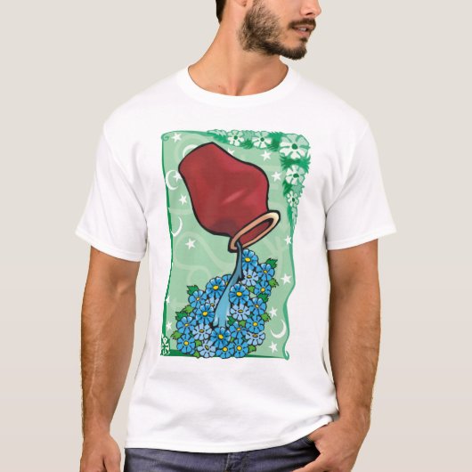 Floral Aquarius met vase die Blauwe Bloemen vult T-shirt (Voorkant)