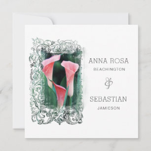 *~* Floral AR12 LILY FOTO RSVP + QR Huwelijk Kaart