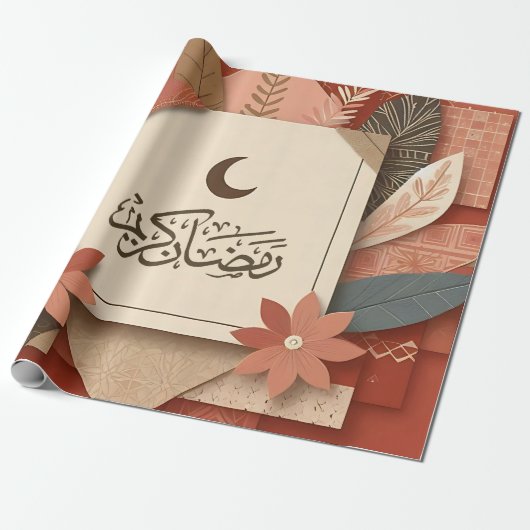 Floral Arab Ramadan Mubarak Cadeaupapier (Uitgerold)