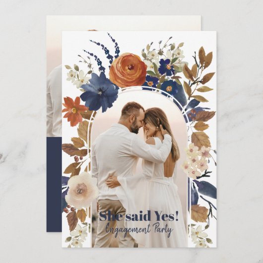 Floral Arch 2 Uitnodiging van de Partij van de Fot (Voorkant / Achterkant)