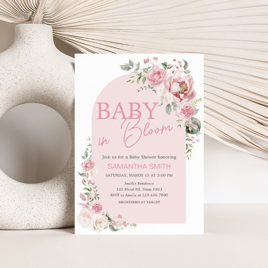 Floral Arch Baby in Bloom Baby shower Kaart
