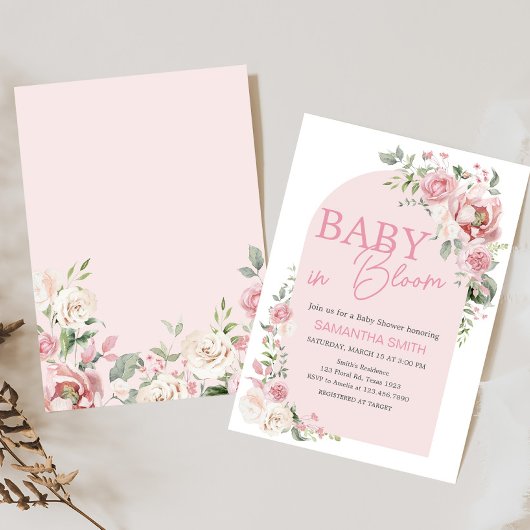 Floral Arch Baby in Bloom Baby shower Kaart