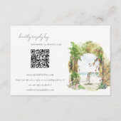 Floral Arch Beach Seascape Wedding QR Code RSVP Informatiekaartje (Voorkant)