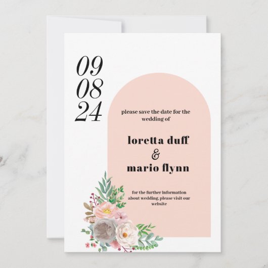 Floral Arch Bewaar de datum Uitnodiging (Voorkant)