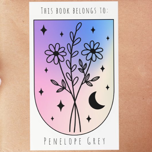 Floral Arch Celestial Hologram Pastel Boek Bord Rechthoekige Sticker