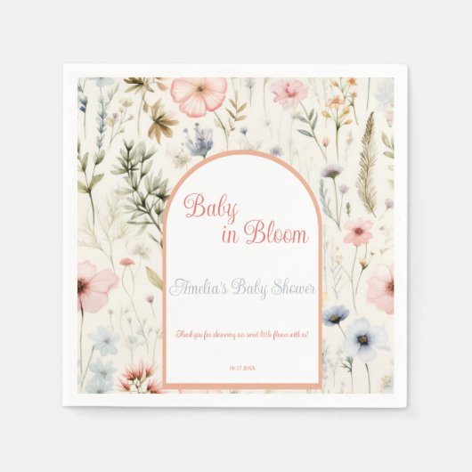 Floral Arch Design Baby in Bloom Baby shower Servet (Voorkant)