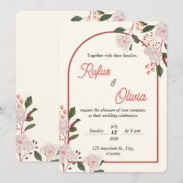 Floral Arch Editable Wedding Invitation Template Kaart
