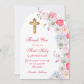 Floral Arch Eerste Communie Bedankt Card Kaart (Achterkant)