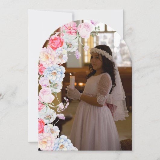 Floral Arch Eerste Communie Bedankt Card Kaart (Voorkant)