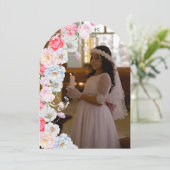 Floral Arch Eerste Communie Bedankt Card Kaart (Staand voorkant)