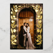 Floral Arch Foto De datum opslaan Folie Uitnodiging (Voorkant)