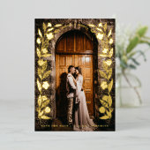Floral Arch Foto De datum opslaan Folie Uitnodiging (Staand Voorkant)
