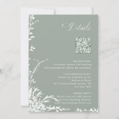 Floral Arch Garden Sage Green All in One Wedding   Kaart (Achterkant)
