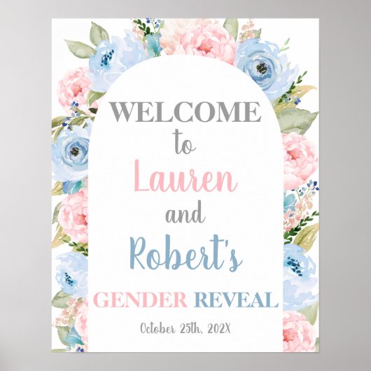 Floral Arch Gender onthullen welkomstteken Poster (Voorkant)