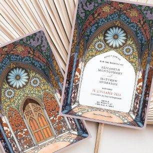 Floral Arch Gothic Art Nouveau Wedding Kaart