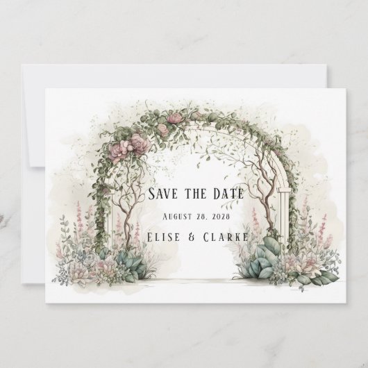 Floral Arch Greenery Wedding Save the Date Kaart (Voorkant)