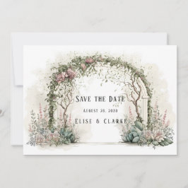 Floral Arch Greenery Wedding Save the Date Kaart