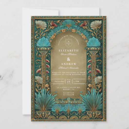 Floral Arch Islamic Wedding Kaart (Voorkant)