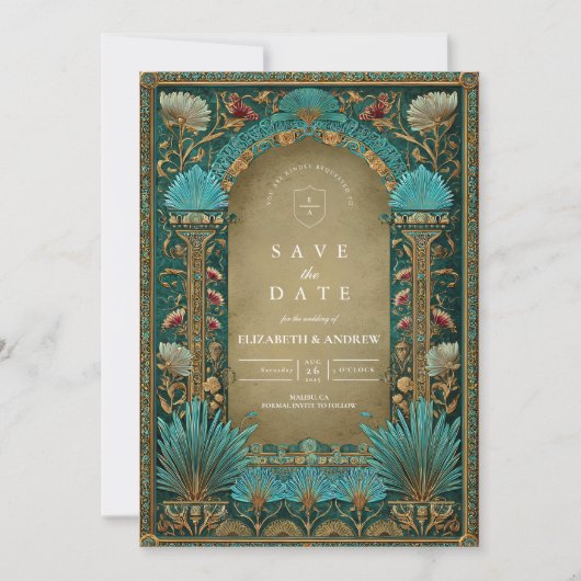 Floral Arch Islamic Wedding Save The Date (Voorkant)