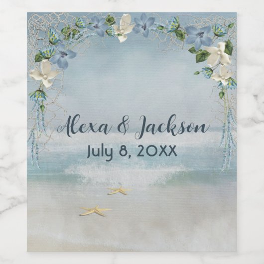 Floral Arch met Nautical Net Wijn Etiket (Enkel label)