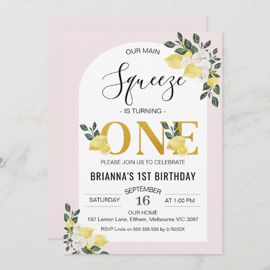 Floral Arch Ons belangrijkste plein 1e verjaardag Kaart (Voorkant / Achterkant)