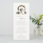 Floral Arch Sand Beach Seascape Wedding Menu Kaart (Staand voorkant)