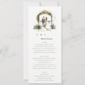 Floral Arch Sand Beach Seascape Wedding Menu Kaart (Voorkant)