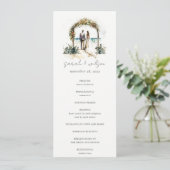 Floral Arch Sand Beach Seascape Wedding Programme Kaart (Staand voorkant)