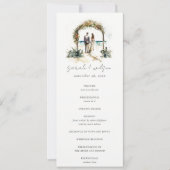 Floral Arch Sand Beach Seascape Wedding Programme Kaart (Voorkant)