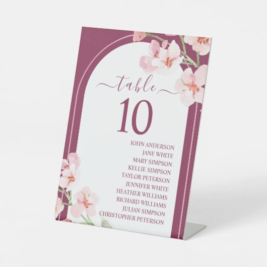 Floral Arch Table Number Moderne Waterverf Reclamebord Met Voetstuk (Voorkant)