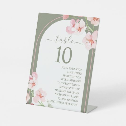 Floral Arch Table Number Moderne Waterverf Reclamebord Met Voetstuk (Voorkant)