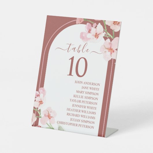 Floral Arch Table Number Moderne Waterverf Reclamebord Met Voetstuk (Voorkant)