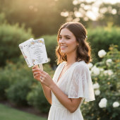 Floral Arch Wedding Ceremony Program Fan Handwaaier