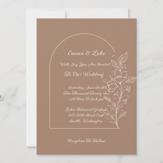Floral Arch Wedding Invitation Kaart (Voorkant)